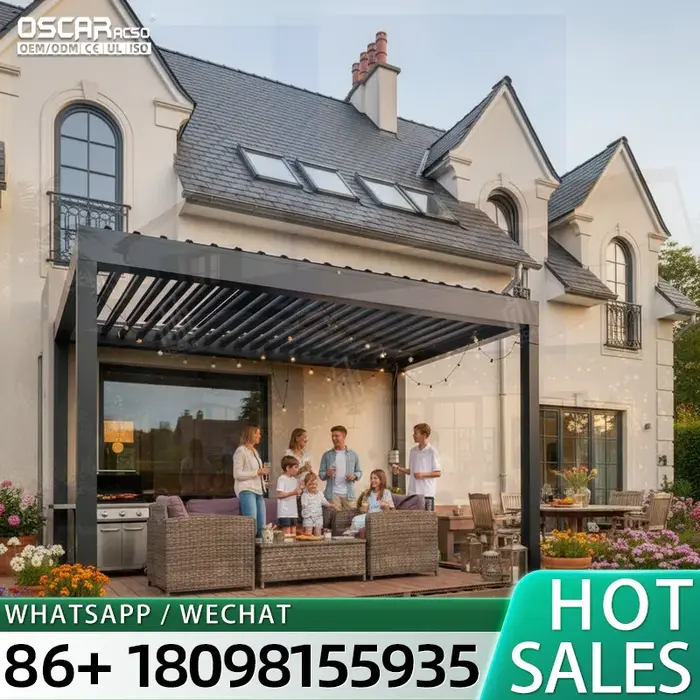 Toit en aluminium à persiennes personnalisé pour terrasse extérieure, jardin et pergola