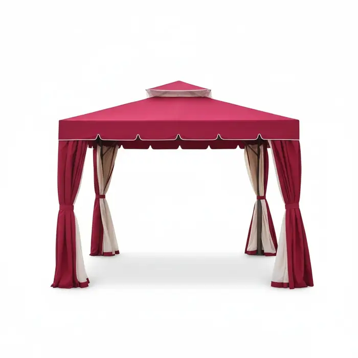 Pergola en aluminium, gazebo d'extérieur avec auvent imperméable, rideaux d'intimité, abri solaire d