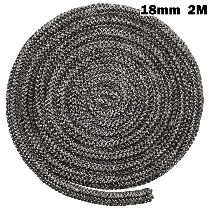 Poêle à bois noir/corde à feu, 18/20mm, 2m de long, joint de porte de brûleur à bûches, corde d'étan