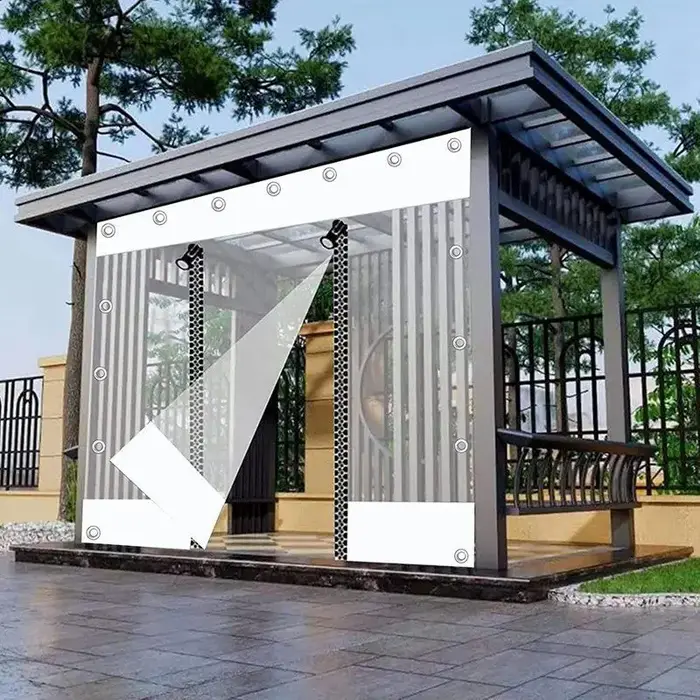 Bâche transparente pour Pergola extérieure, avec porte à fermeture éclair, gazébo de jardin, écran coupe-vent, fenêtre de balcon, tissu Transparent imperméable à la pluie