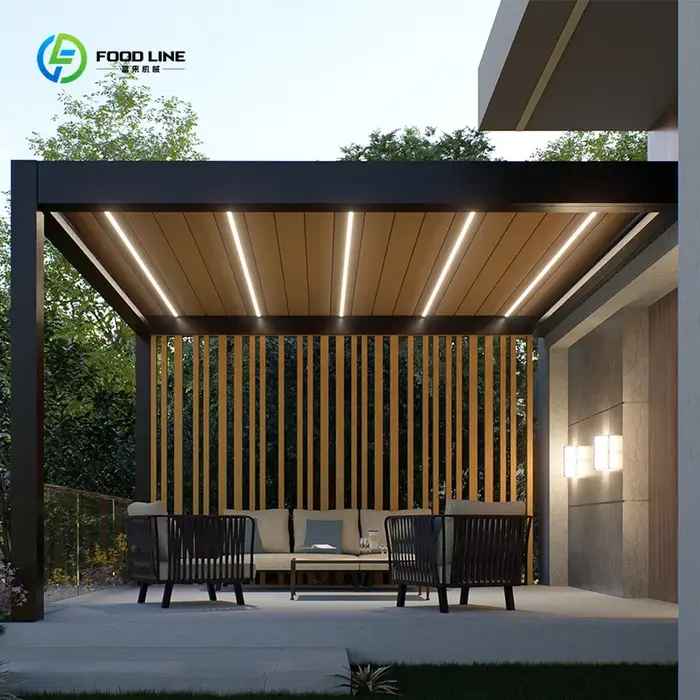 Pergola bioclimatique à lames orientables en aluminium 3x4m, revêtement poudré, pour usage extérieur en jardin, sur mesure