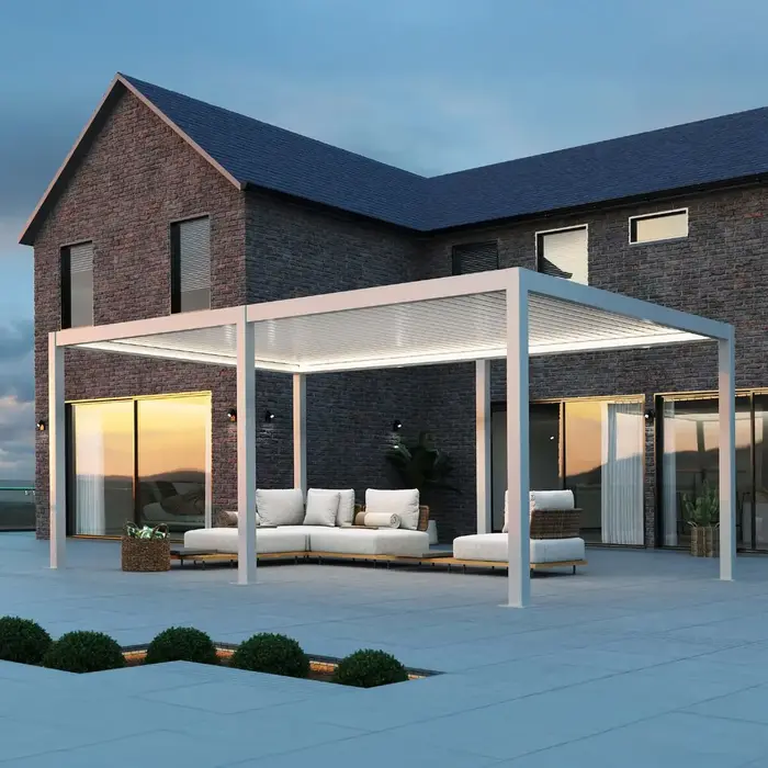 Pergolas personnalisées de jardin bioclimatique moderne, Pergola motorisée en aluminium 6x4, Gazebo 