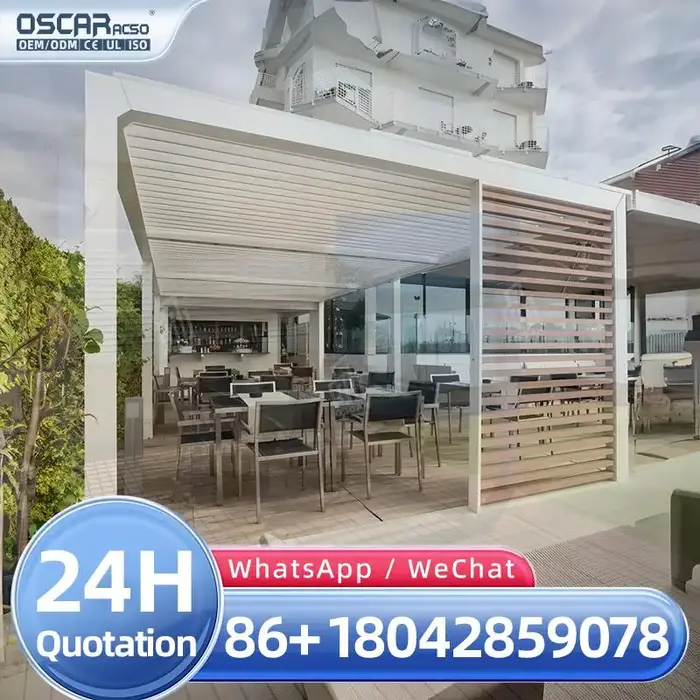 Pergola en aluminium motorisée avec toit à lames orientables à LED, imperméable, durable, kit pour e