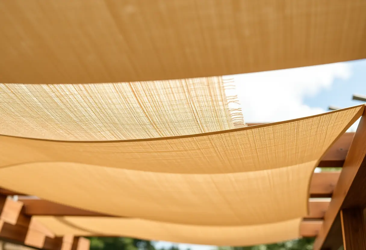 Tissu recyclé sous pergola bioclimatique